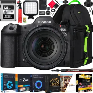 Canon EOS R5 Mark II Full Frame Mirrorless Camera Body with RF 24-105mm F4 L is USM Lens 6536C012 Bundle with Deco Gear Photography Backpack   128GB CFexpress Card   LED   Software & Accessories Kit