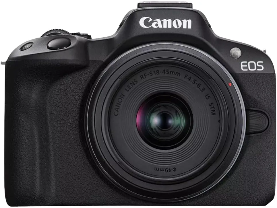 Canon EOS R50 Mirrorless Camera (Black) with RF-S 18-45mm F4.5-6.3 is STM Lens 5811C012 Bundle with Deco Gear Photography Bag   2 x Battery   2 x 64GB Memory Cards   Accessories Kit