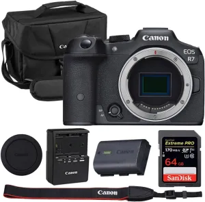 Canon EOS R7 Mirrorless Camera Body Only Bundle with Canon 200ES EOS Shoulder Bag   64GB Extreme PRO Memory Card