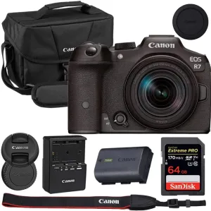 Canon EOS R7 Mirrorless Camera with 18-150mm Lens Bundle with Canon 200ES EOS Shoulder Bag   64GB Extreme PRO Memory Card