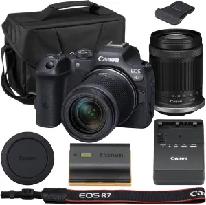 Canon EOS R7 Mirrorless Camera with Canon RF-S 18-150mm f/3.5-6.3 is STM Lens with Canon Shoulder Bag Kit, Black