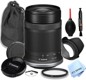 Canon RF-S 55-210mm f/5-7.1 is STM Lens (Canon RF),UV Filter,Lens Pouch,Hood and More (9pc) (Renewed)