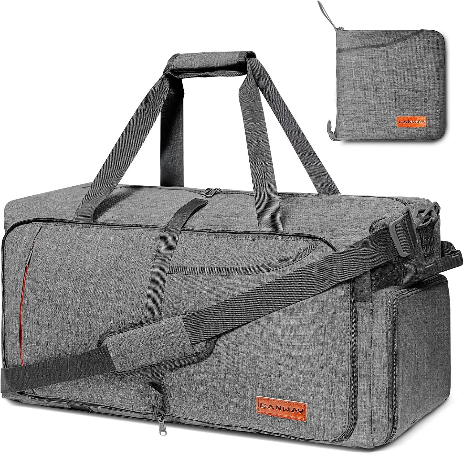 Canway 65L Travel Duffel Bag, Foldable Weekender Bag with Shoes Compartment for Men Women Water-proof & Tear Resistant
