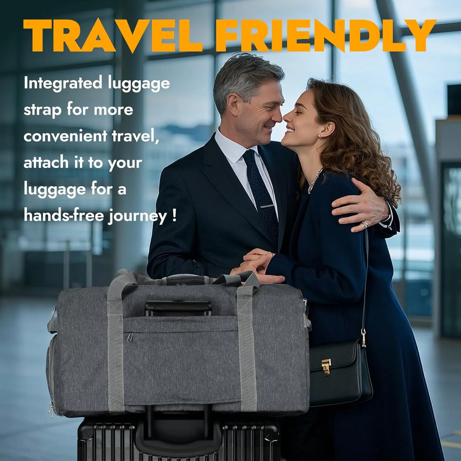 Canway 65L Travel Duffel Bag, Foldable Weekender Bag with Shoes Compartment for Men Women Water-proof & Tear Resistant