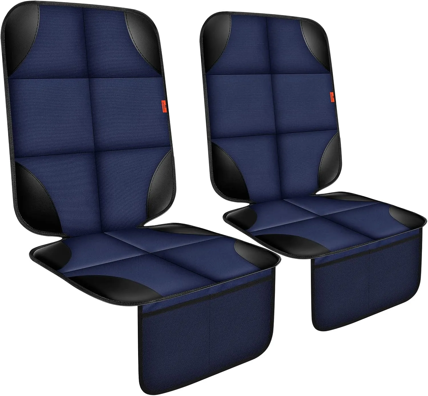 Car Seat Protector 2 Pack, Thick Padding, Waterproof 600D Fabric, Non-Slip Backing, Mesh Pockets, Blue