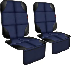 Car Seat Protector 2 Pack, Thick Padding, Waterproof 600D Fabric, Non-Slip Backing, Mesh Pockets, Blue
