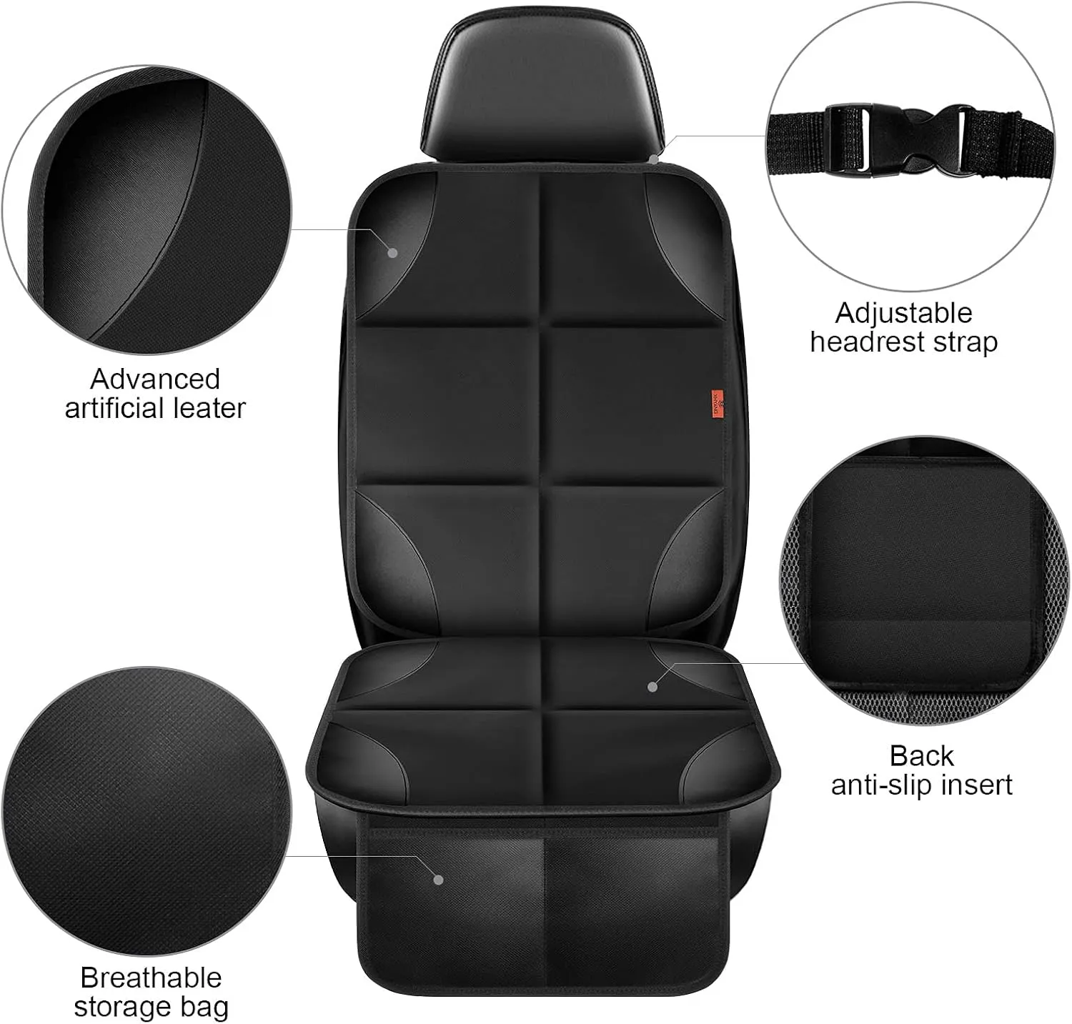 Car Seat Protector 2 Pack, Thick Padding, Waterproof 600D Fabric, Non-Slip Backing, Mesh Pockets, Blue