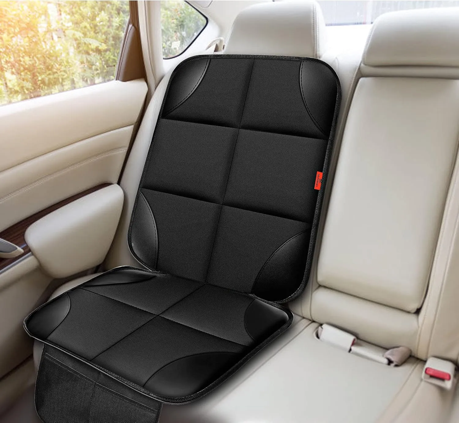 Car Seat Protector 2 Pack, Thick Padding, Waterproof 600D Fabric, Non-Slip Backing, Mesh Pockets, Blue