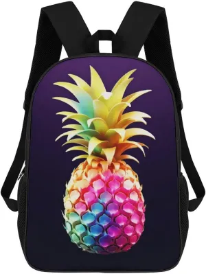 Casual Backpack for Men Women Waterproof Lightweight Daypack Travel Laptop Bag Colorful Pineapple