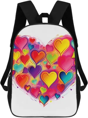 Casual Backpack for Men Women Waterproof Lightweight Daypack Travel Laptop Bag Colourful Heart