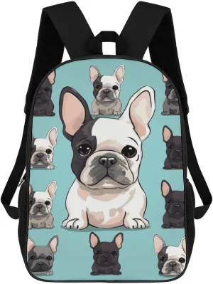Casual Backpack for Men Women Waterproof Lightweight Daypack Travel Laptop Bag Cute French Bulldog
