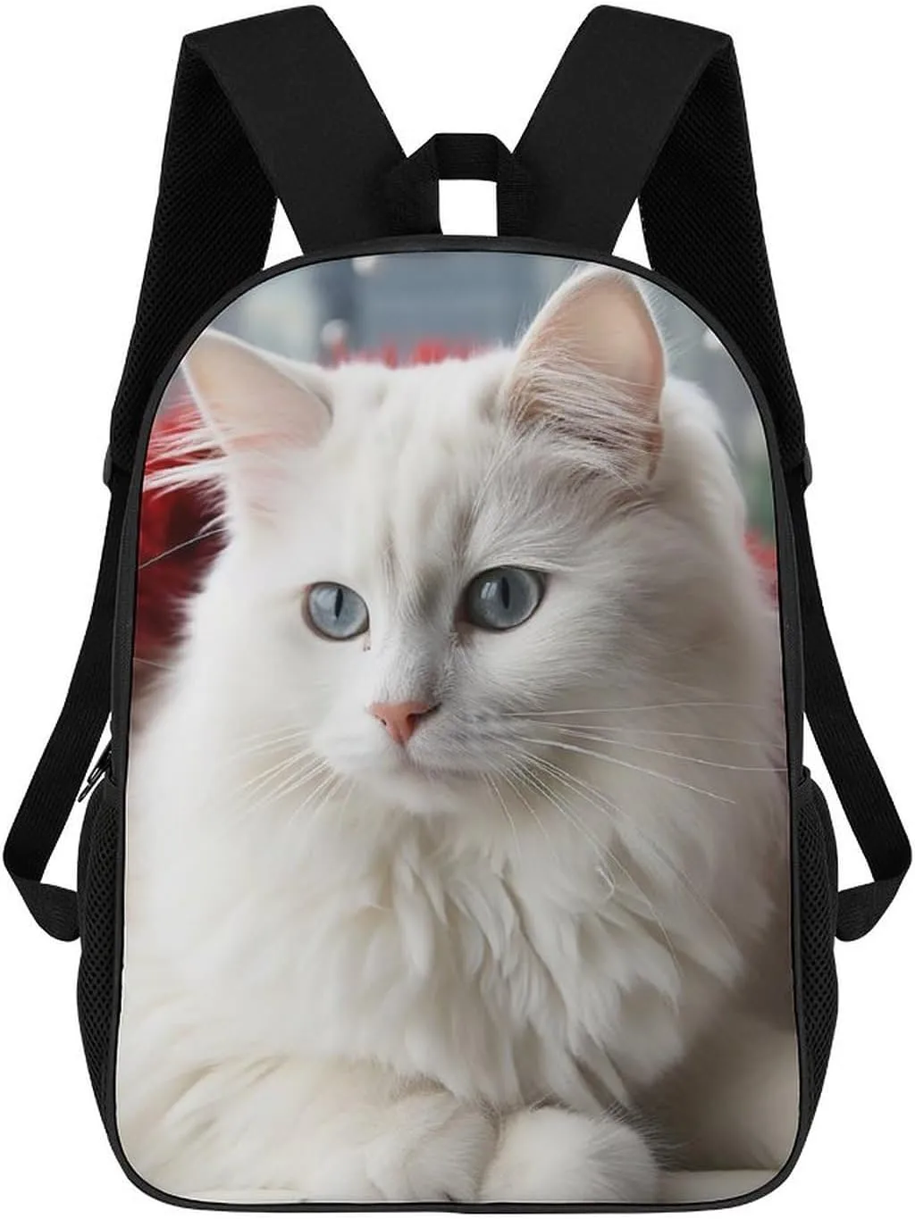 Casual Backpack for Men Women Waterproof Lightweight Daypack Travel Laptop Bag White Cat