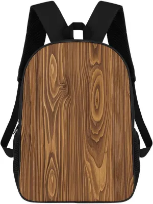 Casual Backpack for Men Women Waterproof Lightweight Daypack Travel Laptop Bag Wood Grain Textured