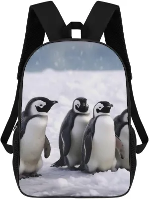 Casual Backpack for Men Women Waterproof Lightweight Daypack Travel Laptop Bag Young Penguins With Snow