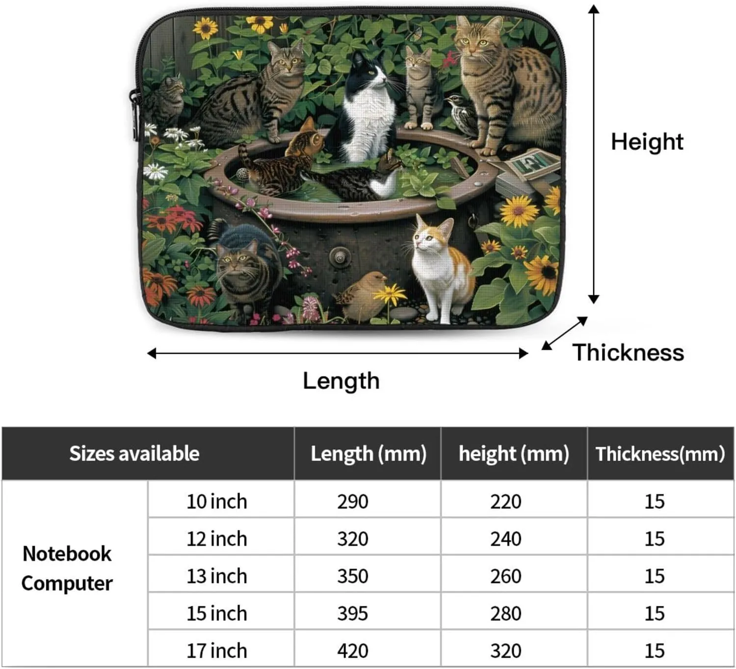 Cat By Flower Tank Laptop Inner Bag Laptop Sleeve Case Briefcase Carrying Laptop Cover