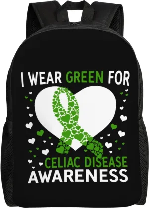 Celiac Disease Awareness Backpack for Women Men Worker Teacher Business Travel Backpacks Shoulders Bag Daypack Bookbag with Mesh Pockets