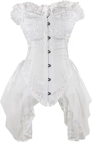 Charmian Women's Sexy Strapless Floral Embroidery Gothic Corset with Lace Skirt