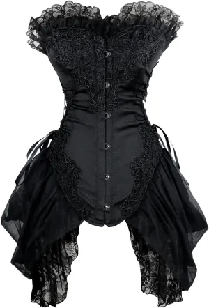 Charmian Women's Sexy Strapless Floral Embroidery Gothic Corset with Lace Skirt