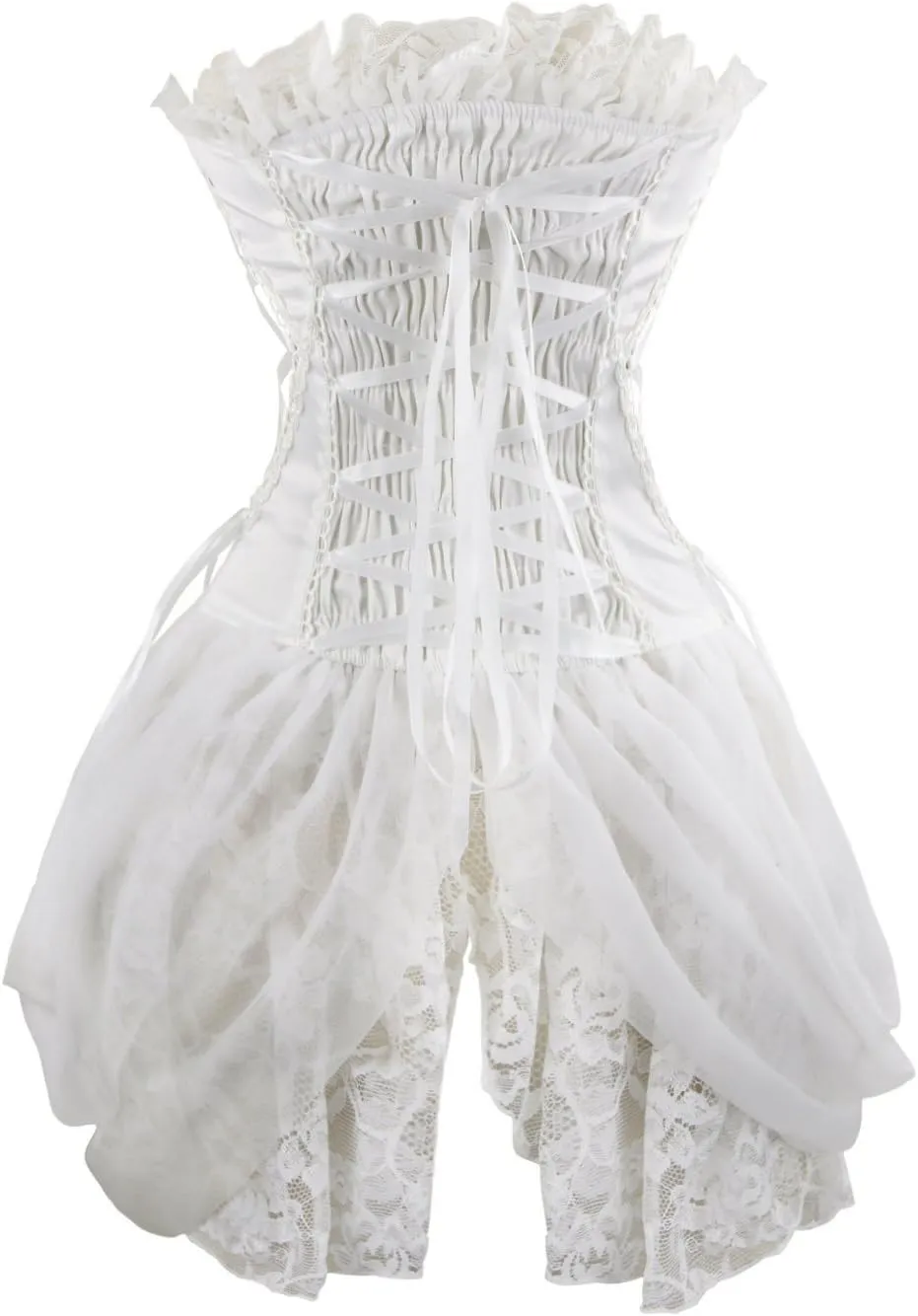 Charmian Women's Sexy Strapless Floral Embroidery Gothic Corset with Lace Skirt