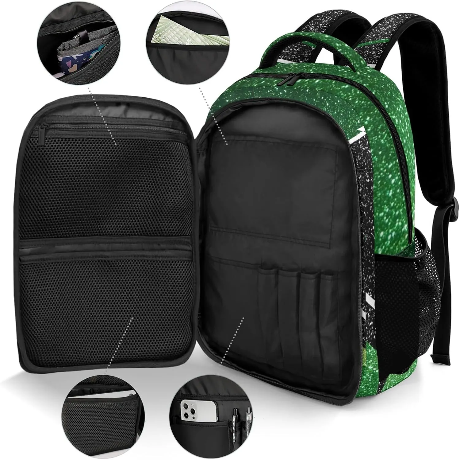 Cheer Cheerleader Backpack Cheerleading Bags Custom Name Book Bag for Cheer Team Coaches Gift (Green)