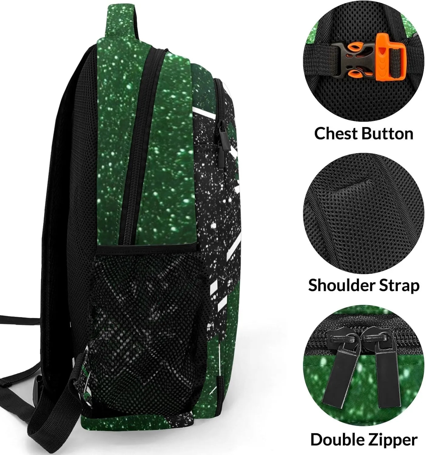 Cheer Cheerleader Backpack Cheerleading Bags Custom Name Book Bag for Cheer Team Coaches Gift (Green)