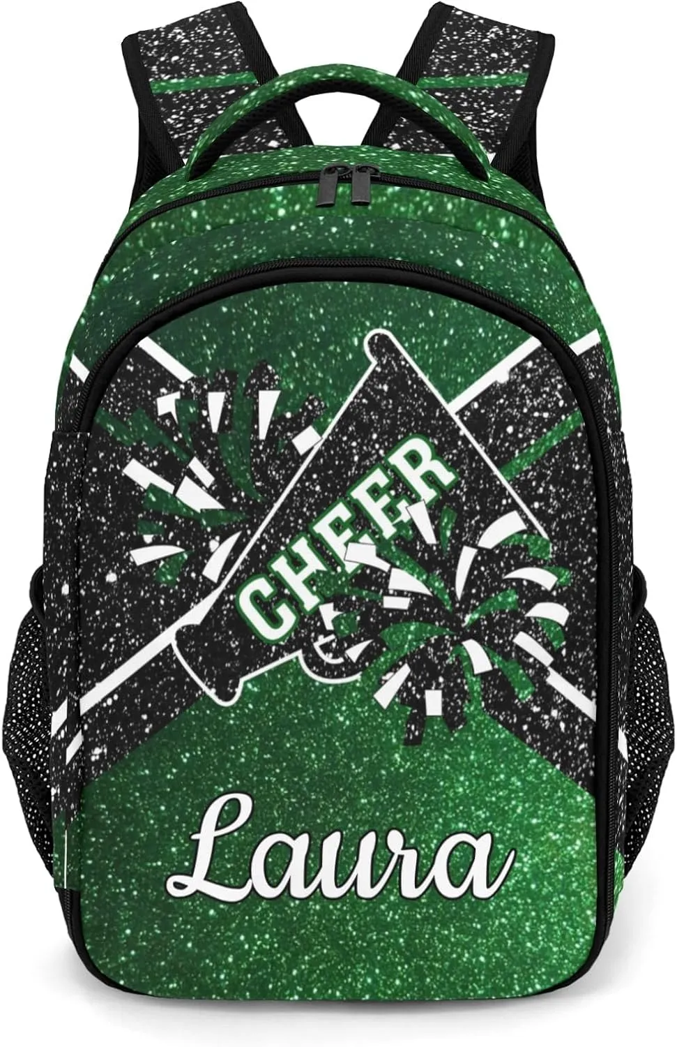 Cheer Cheerleader Backpack Cheerleading Bags Custom Name Book Bag for Cheer Team Coaches Gift (Green)