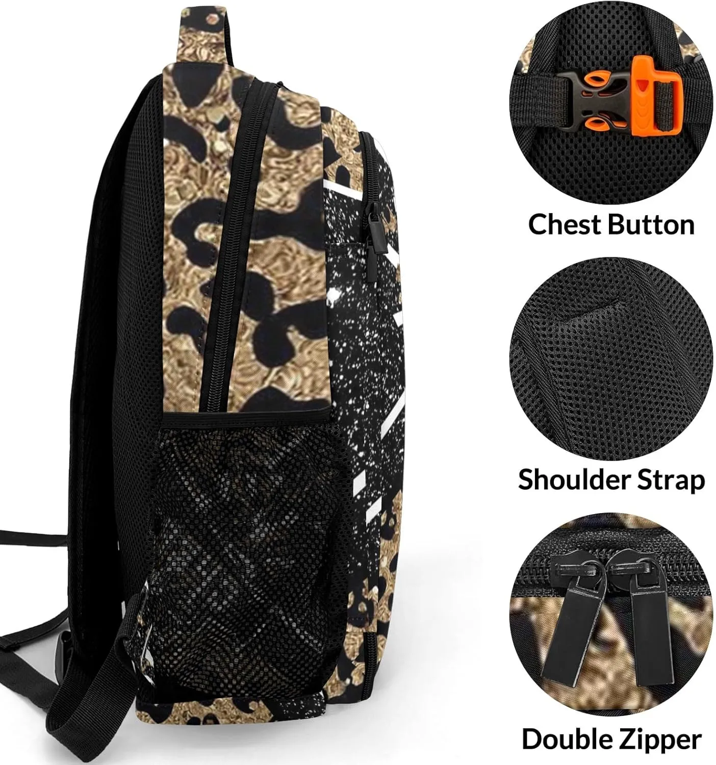Cheer Cheerleader Backpack Cheerleading Bags Custom Name Book Bag for Cheer Team Coaches Gift (Leopard)