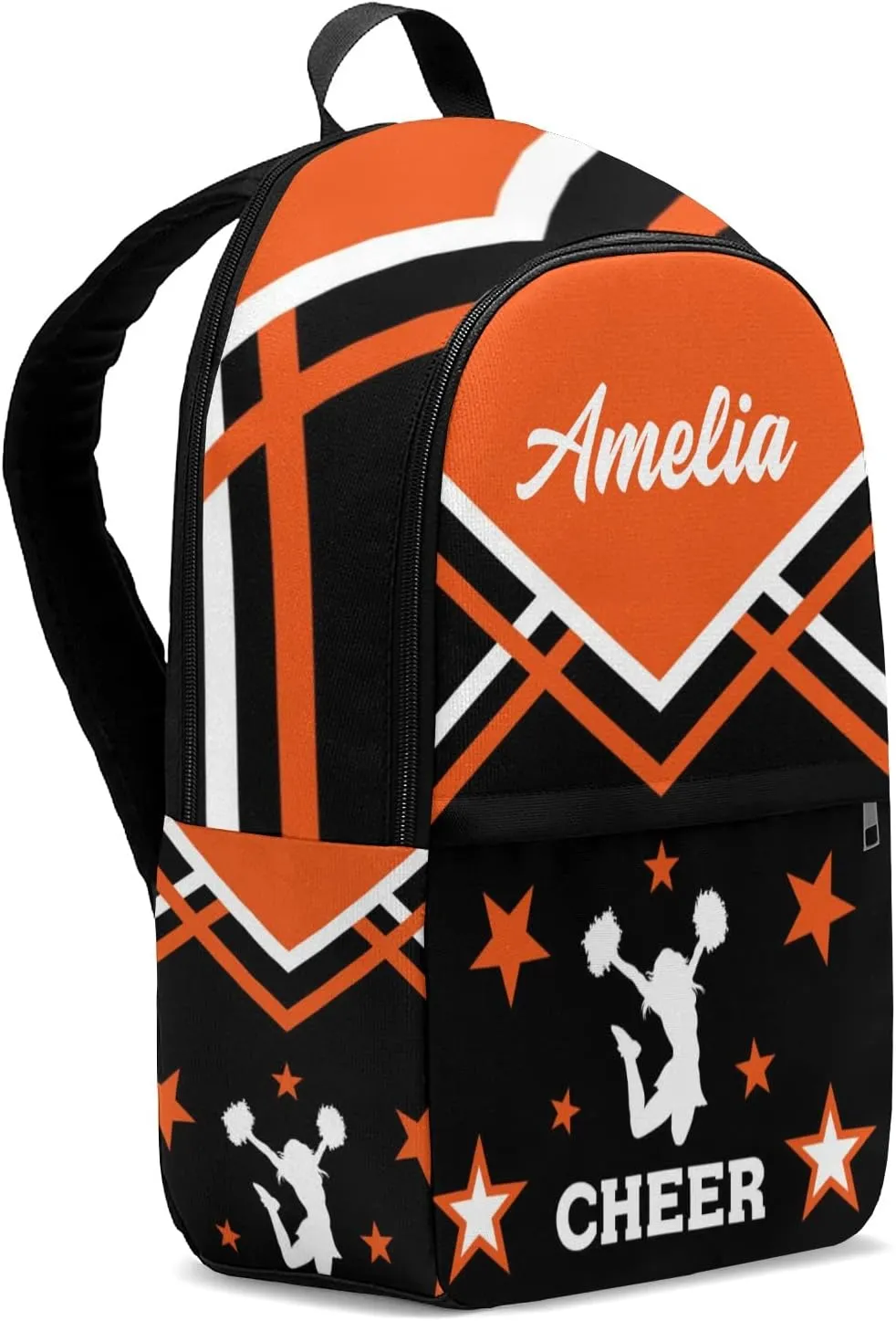 Cheerleader Cheer Orange Personalized Backpack for Teen Boys Girls,Custom Travel Backpack Bookbag Casual Bag Name Gift