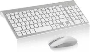 cimetech EasyTyping KF10 Wireless Keyboard and Mouse Combo, [Silent Scissor Switch Keys][Labor-Saving Keys] Ultra Slim Wireless Computer Keyboard and Mouse, Easy Setup for PC/Laptop/Windows - Silver
