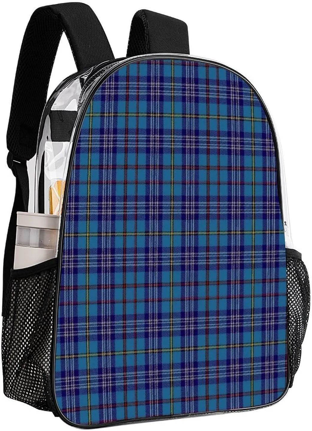 Citadel Military Academy Tartan Transparent Fashion Waterproof PVC Transparent Backpack Unisex 17 Inches
