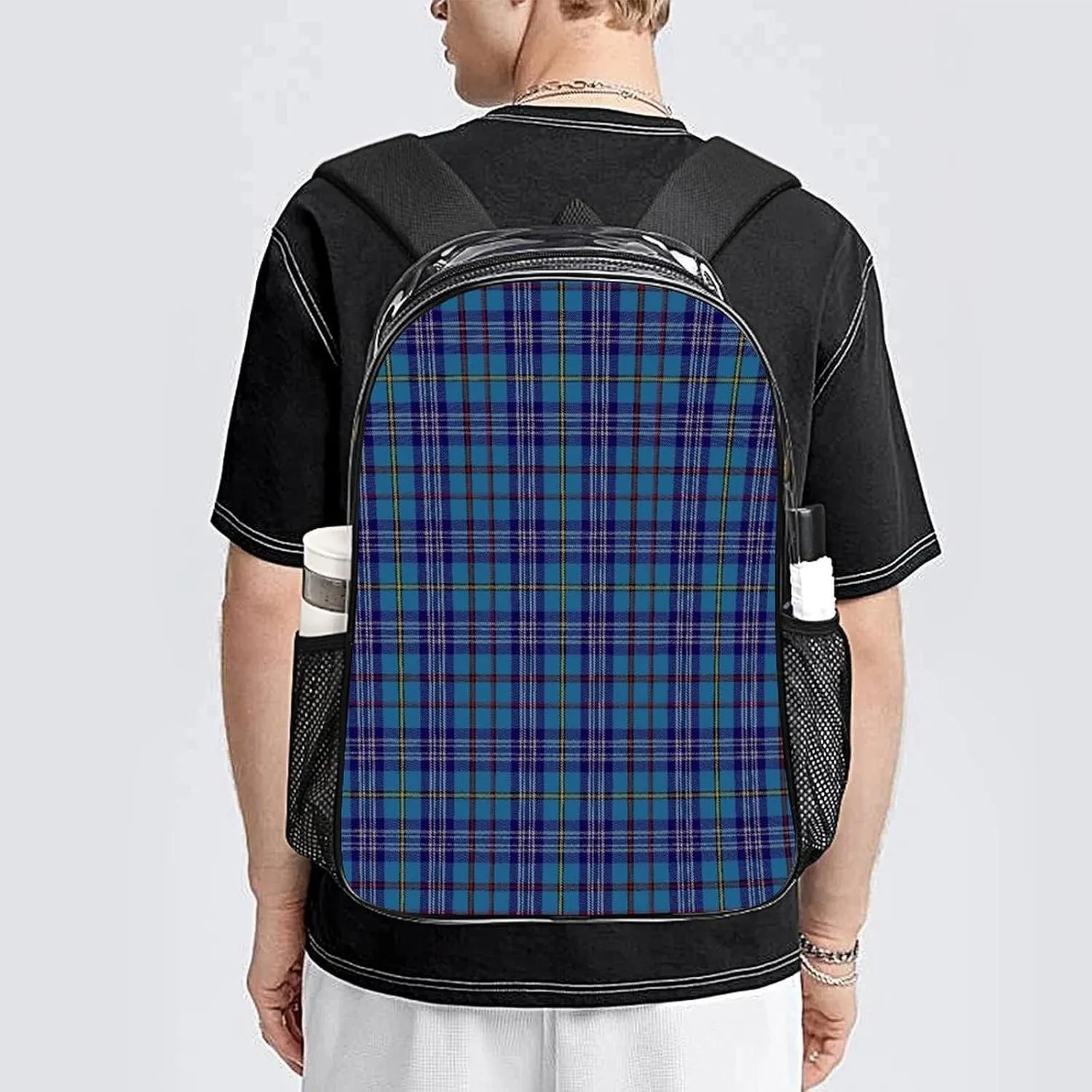 Citadel Military Academy Tartan Transparent Fashion Waterproof PVC Transparent Backpack Unisex 17 Inches
