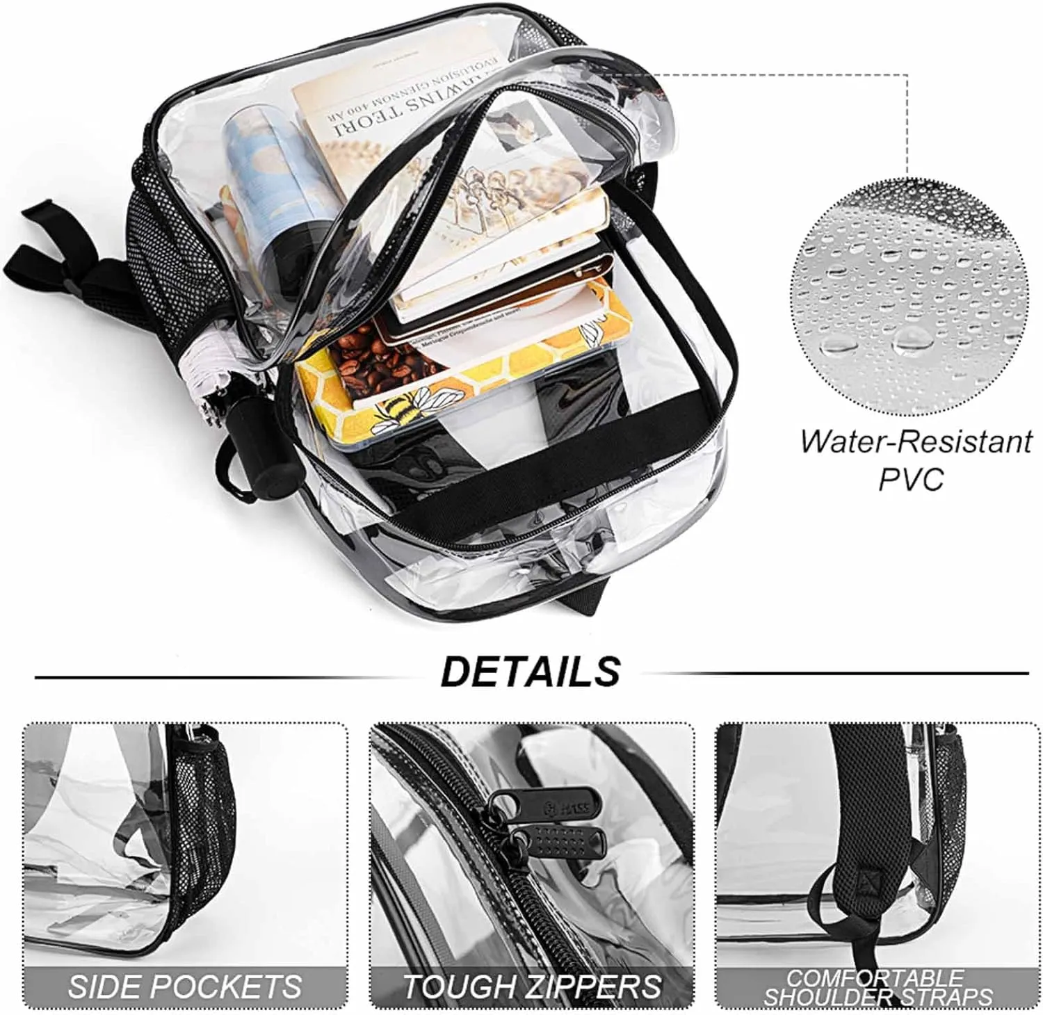 Citadel Military Academy Tartan Transparent Fashion Waterproof PVC Transparent Backpack Unisex 17 Inches