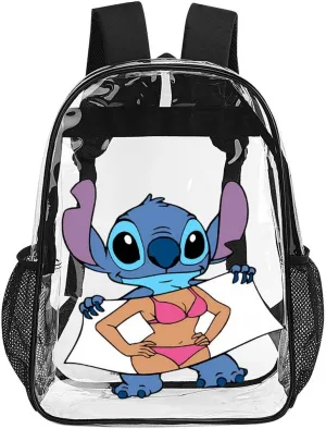 Clear Backpack Heavy Duty PVC Transparent Cartoon Backpack 17" Large Capacity See Through Bag for College