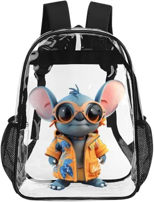 Clear Backpack Heavy Duty PVC Transparent Cartoon Backpack 17" Large Capacity See Through Bag for College