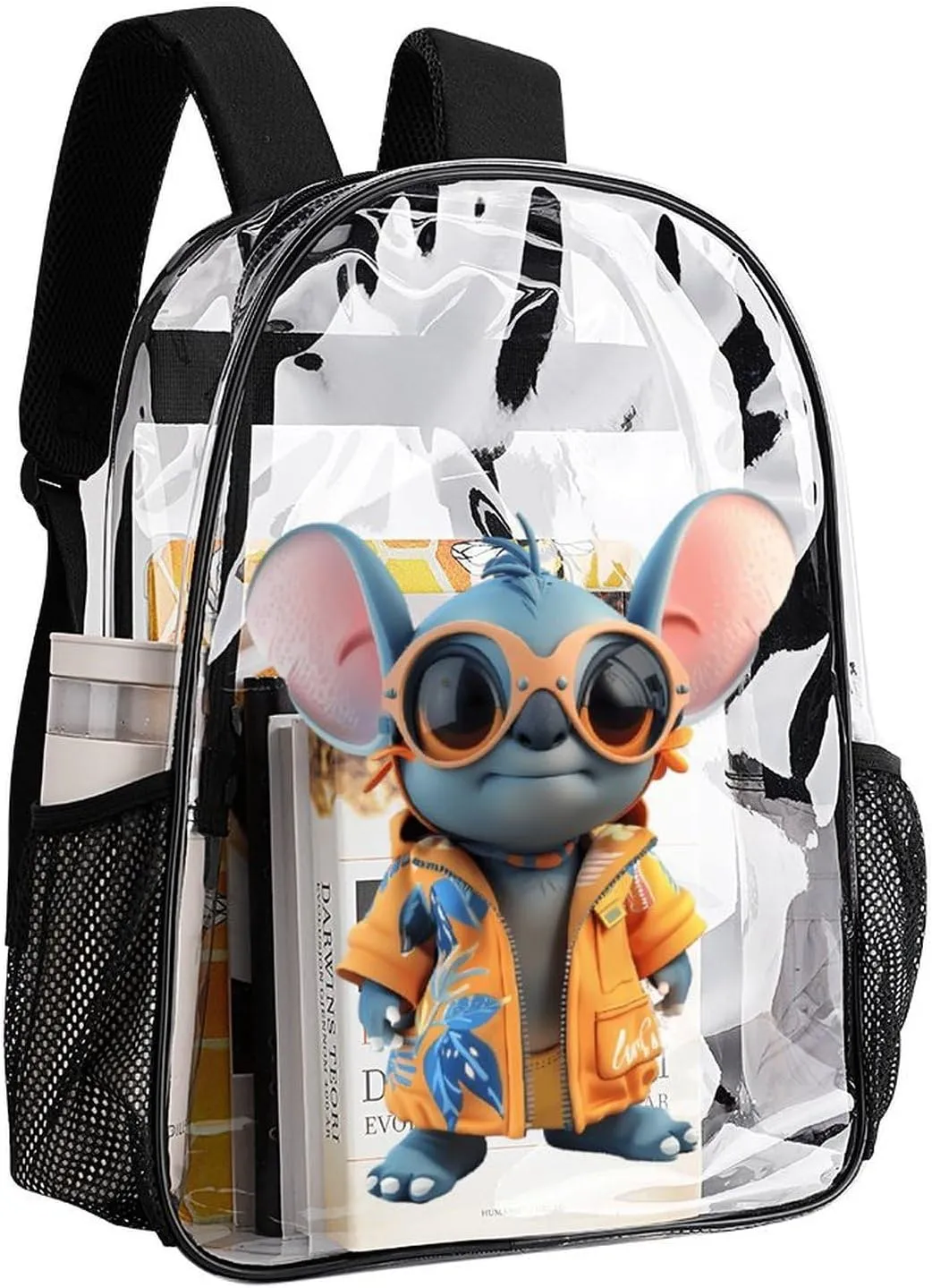 Clear Backpack Heavy Duty PVC Transparent Cartoon Backpack 17" Large Capacity See Through Bag for College