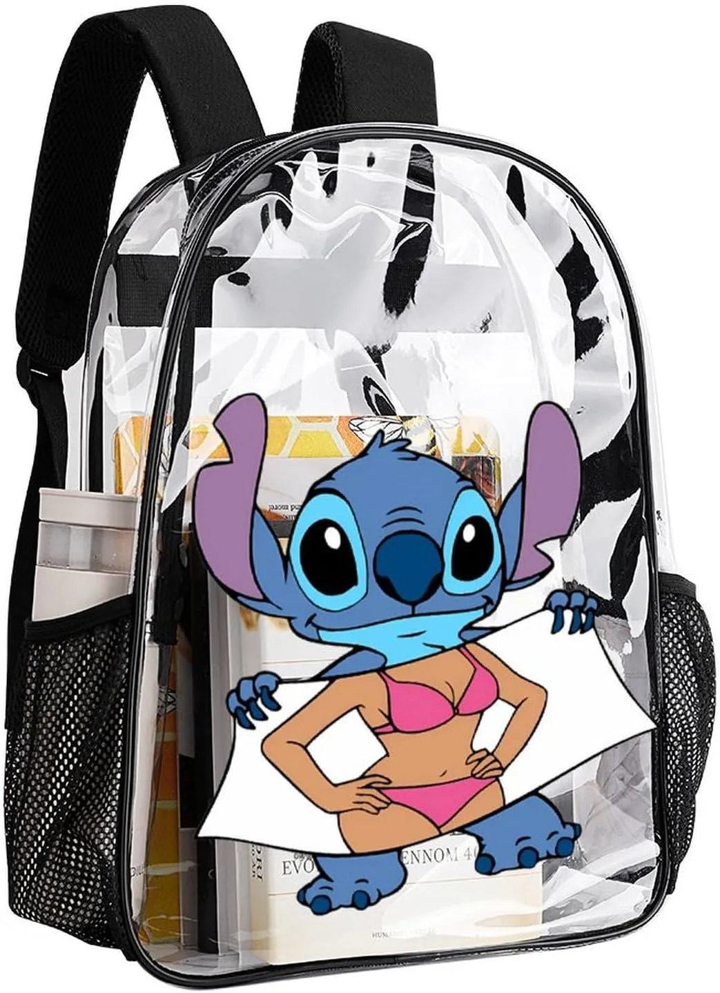Clear Backpack Heavy Duty PVC Transparent Cartoon Backpack 17" Large Capacity See Through Bag for College
