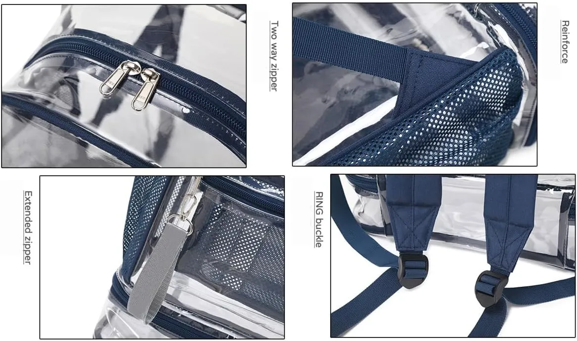 Clear Backpack Heavy Duty, See Through Backpack Purse, Gym Backpack with Laptop and Shoe Compartment (Black), 32*19*45cm