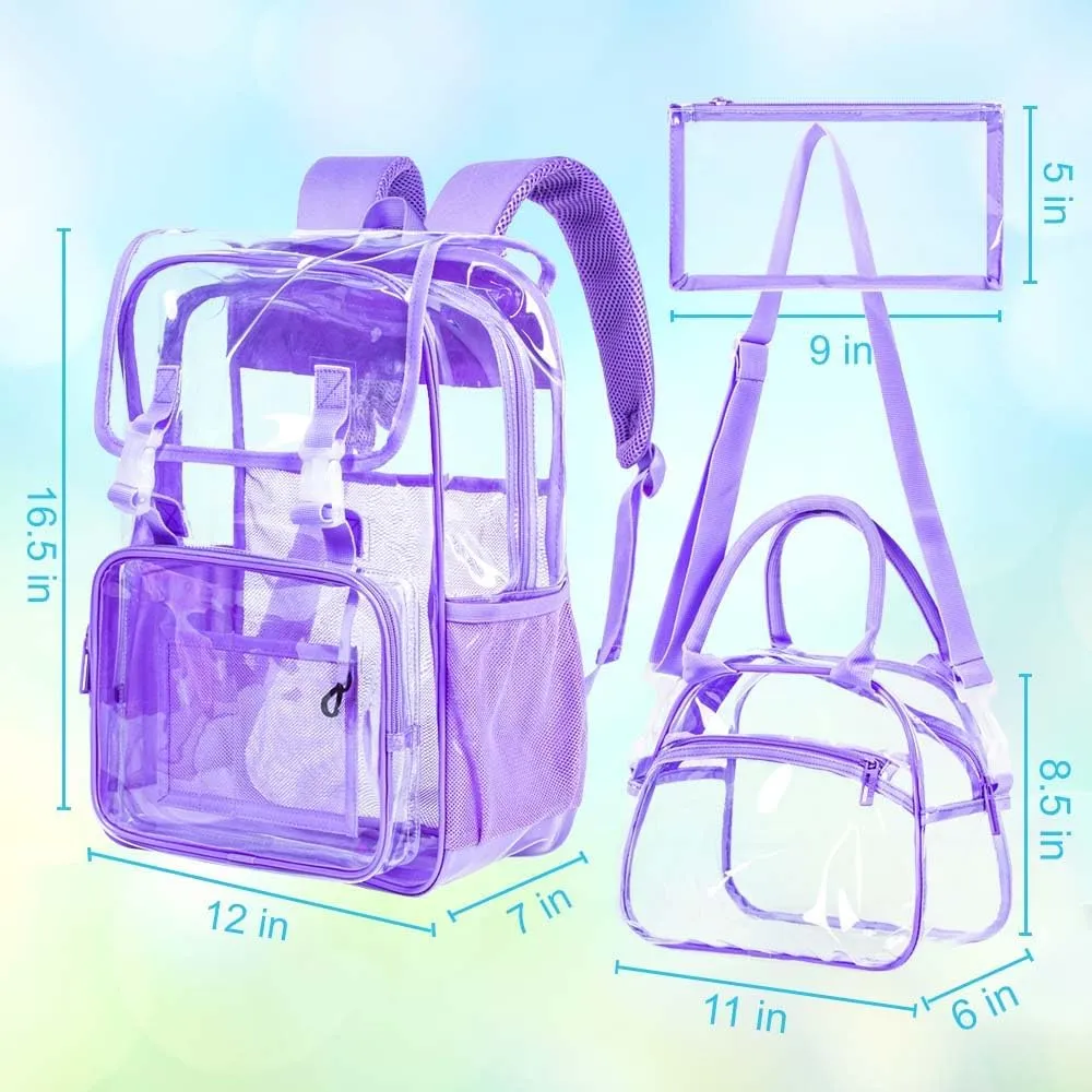 Clear Backpack, Stadium Approved Transparent Bookbag for Girls Boys, Heavy Duty PVC See Through Backpack for Women Men