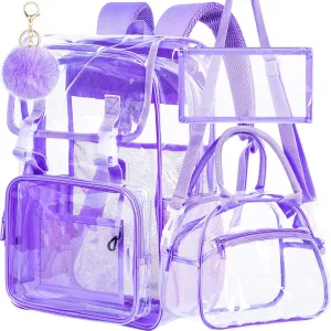 Clear Backpack, Stadium Approved Transparent Bookbag for Girls Boys, Heavy Duty PVC See Through Backpack for Women Men
