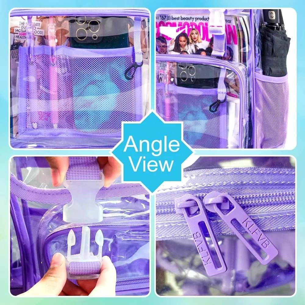 Clear Backpack, Stadium Approved Transparent Bookbag for Girls Boys, Heavy Duty PVC See Through Backpack for Women Men