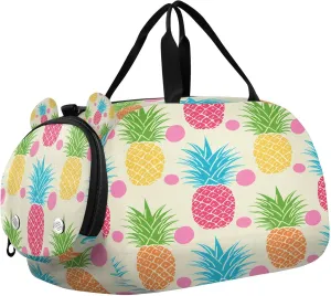 Colorful Pineapples Youth Sports & Travel Duffle Bag with Shoe Compartment,Waterproof Gym Bag for Girls and Boys (Overnight Essentials Organizer)