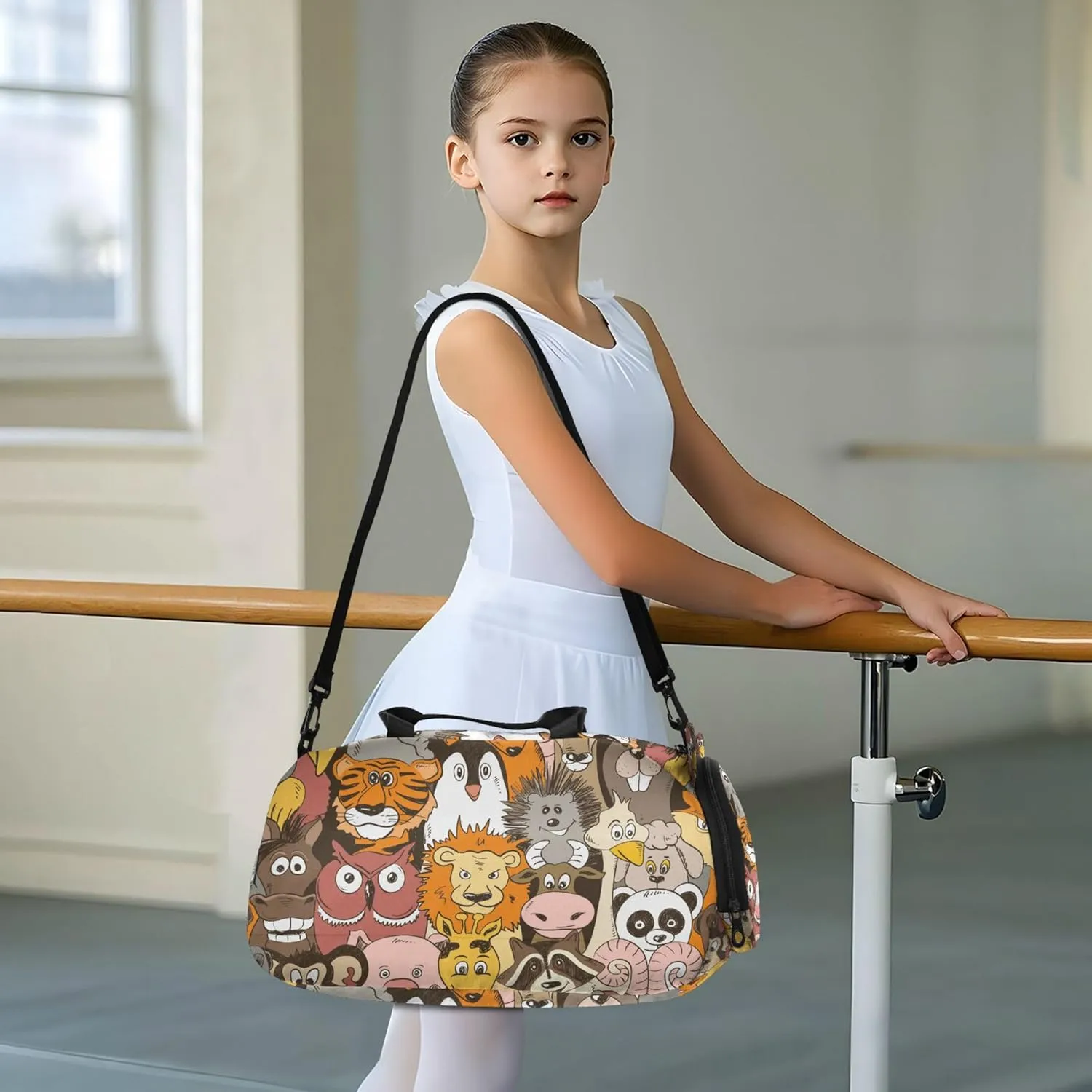 Colorful Psychedelic Funny Animals Duffel Bag with Shoes Compartment Lightweight Kids Overnighter Duffel Bags for Travel, Sports, Fitness & Workout