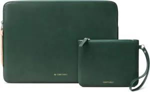 Comfyable Leather Laptop Sleeve with Accessory Pouch Compatible with 16 Inch MacBook Pro M4 2024 & 15 Inch MacBook Air M4 2025 A3241 M3 2024 A3114 (Loose Fit) M2 2023, Green