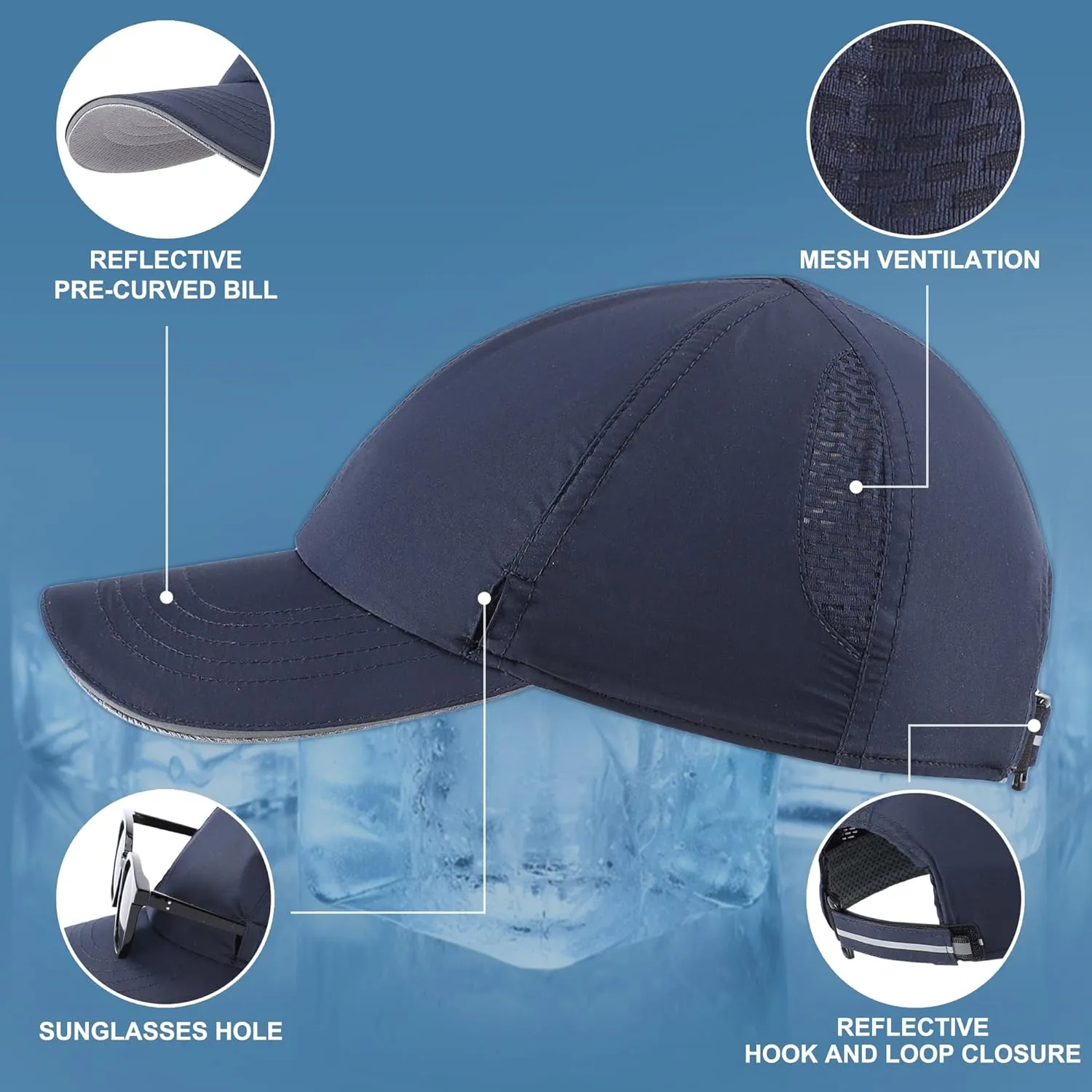 Connectyle Mens Womens Quick Dry Performance Running Cap Lightweight Reflective Sports Hat UPF 50  Outdoor Athletic Sun Cap