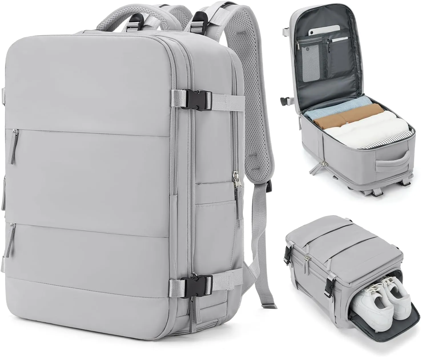 coowoz Travel Backpack Carry On for Women Man Gym Backpack with Laptop Compartment Mochila de Viaje Teacher Personal Item Backpack Airplane Accessories Must Haves Grey Small