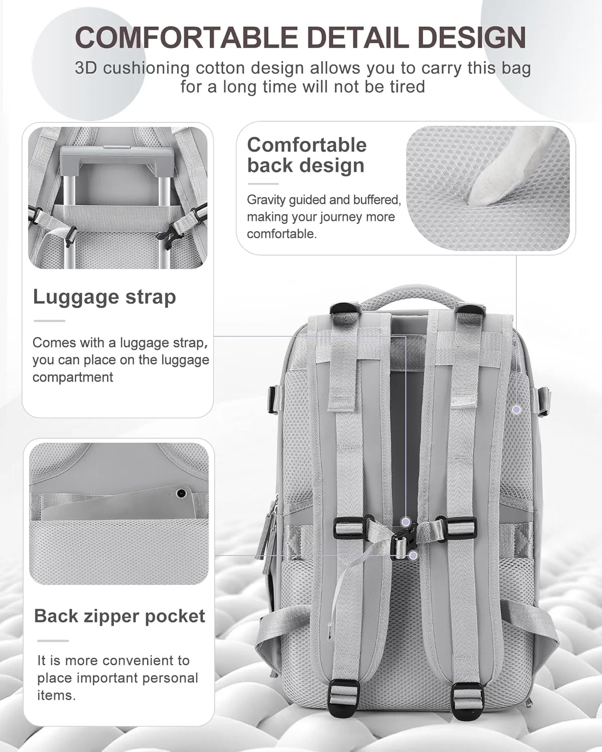 coowoz Travel Backpack Carry On for Women Man Gym Backpack with Laptop Compartment Mochila de Viaje Teacher Personal Item Backpack Airplane Accessories Must Haves Grey Small