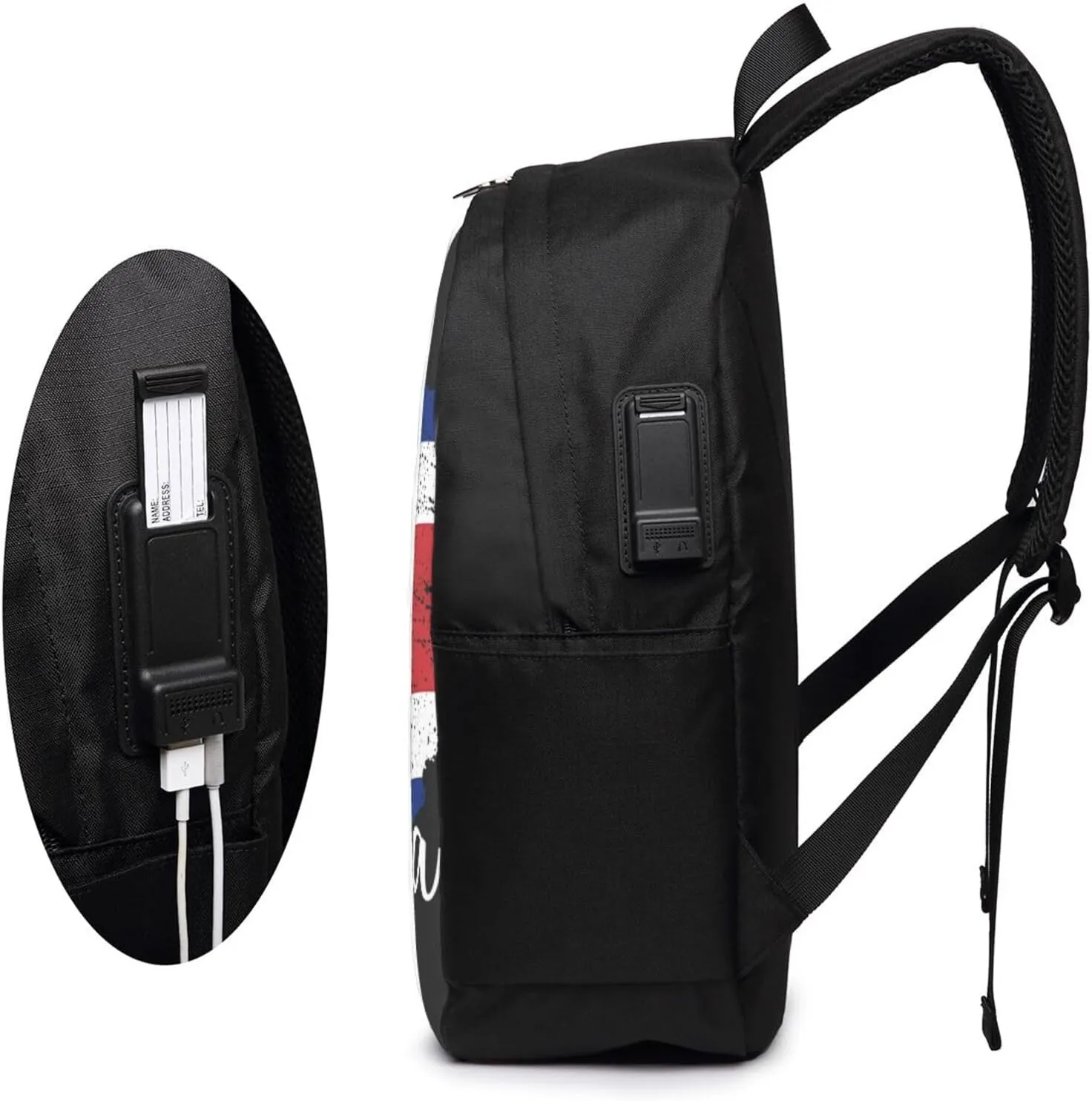 Costa Rica Flag Costa Rican Flags Travel Backpack 17-Inch Laptop Backpacks Business Rucksack Casual Sport Daypack with USB Charging Port Carry-on Bag for Camping Biking
