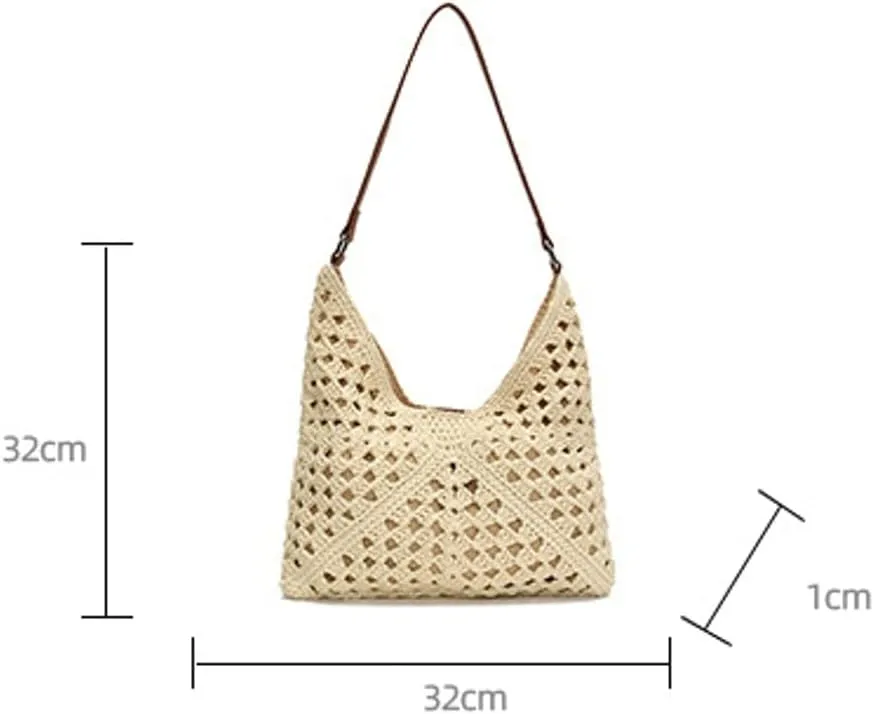 Crochet Mesh Boho Handbag Summer Straw Cross Body Purses Women Travel Knit Shoulder Tote Hobo Bags 2025