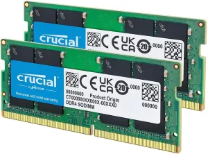 Crucial 32GB DDR4 RAM Kit (2x16GB), 3200MHz (PC4-25600) CL22 Laptop Memory, SODIMM 260-Pin, Downclockable to 2933/2666MHz, Compatible with 13th Gen Intel Core and AMD Ryzen 7000 - CT2K16G4SFRA32A