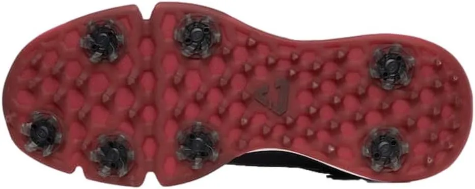 Cuater by Travis Mathew Men's The Ringer Spiked Golf Shoe, Black/Ruby Wine
